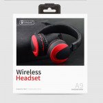 Wholesale Shocked Bass HD Wireless Bluetooth Stereo Headphone A9 (Red)